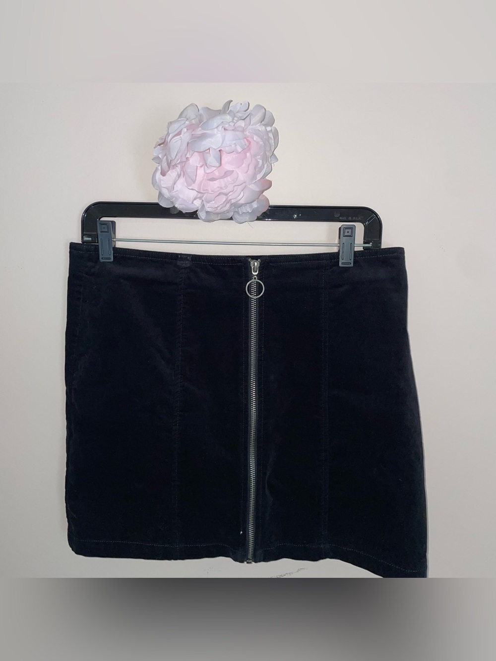 Black Zip-Front Mini Skirt